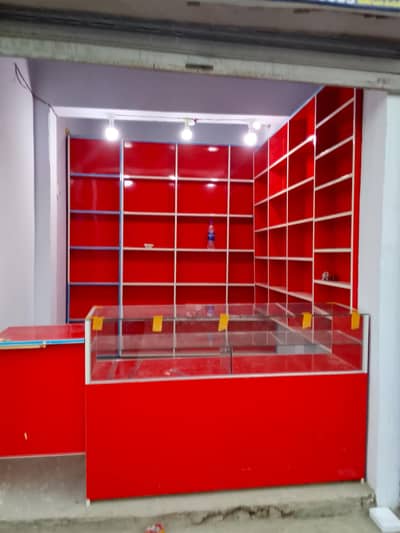 counter and shelves