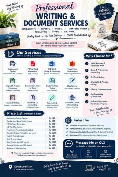 Professional Content & Blog Writing | Typing | PDF & Document Services