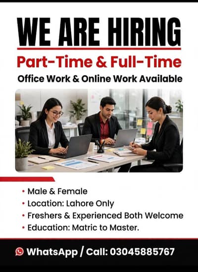 Female And Male Available for Online and Office Work.