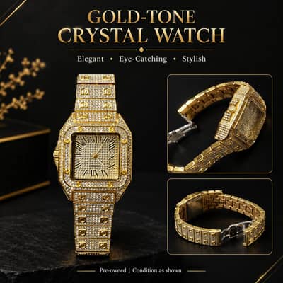 Gold Crystal Luxury Watch ⌚