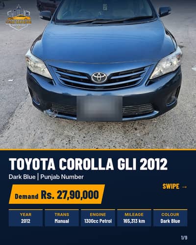 Toyota Corolla GLI 2012 Manual Dark Blue Non-Accidental