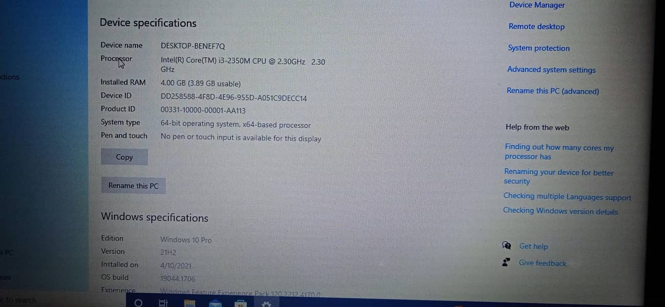 intel core  (TM)  i3  M2350 CPU 230 5