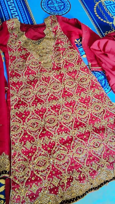 Red Bridal Heavy Golden Work Chiffon 3 Piece - Dulhan Jora - 5000