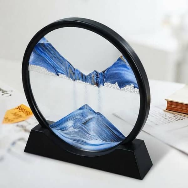 3D Moving Sand Art Round Glass Picture Frame