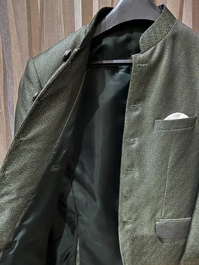 Good quality ethnic prince coat available in greenish color