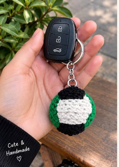 hand made crochet ball key chain