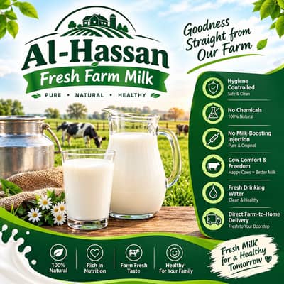 Al-Hassan Fresh Farm Milk | Pure Cow Milk & Fresh Milk Home Delivery