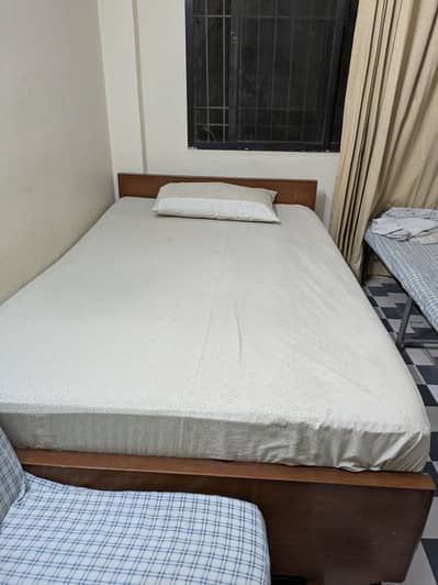 Single Wooden Bed (6×4) with Comfortable Mattress - Good Condition