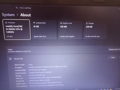 Dynabook Satellite pro l50-G-132|core i5 10 gen|16 gb Ram|Urgent sale