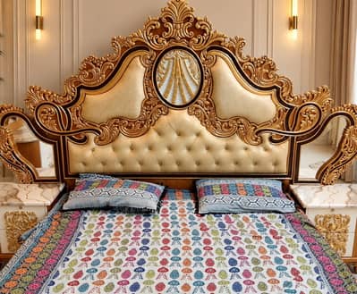 Bedroom furniture set with bed, dressing and sight tables