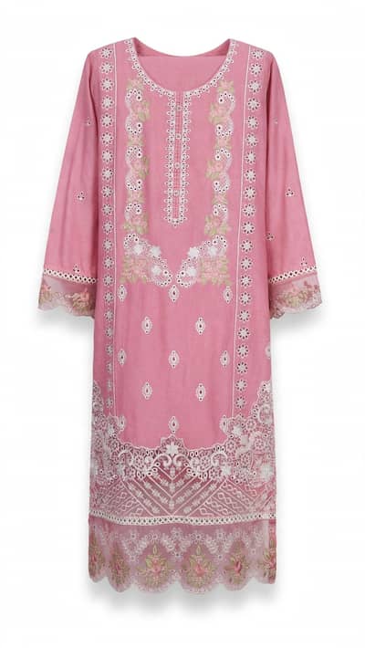 VIP pink chikankari 3 piece dress