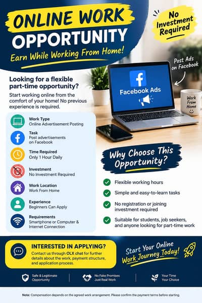 Online work without investment and only 1 hour daily.