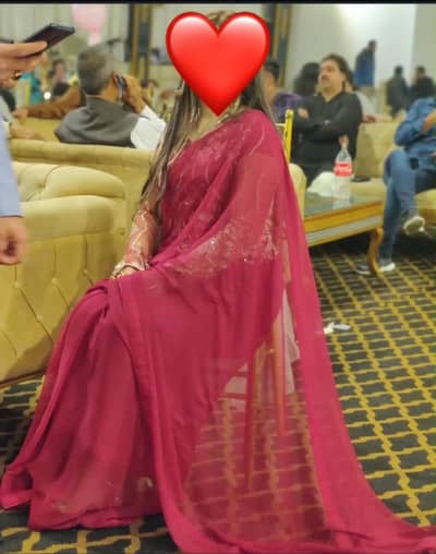 Chiffon red saree