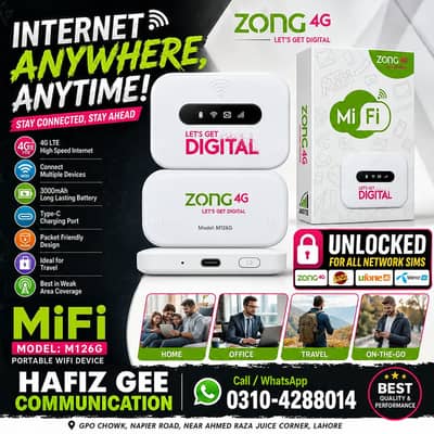 Zong 4G LTE Bolt+ Internet WiFi Cloud New Device with 1 Year Warranty
