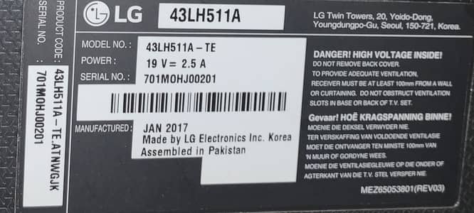 LG  43LH511A - TE