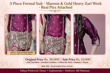 heavy formal mhroon golden suit new medium large