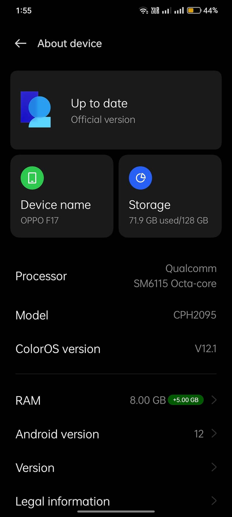 OPPO f17 6