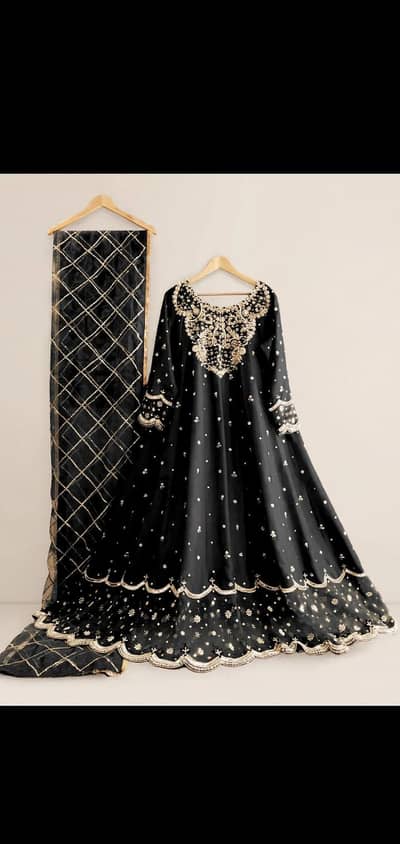 Black Havey Embroidered Maxi-3pc / Party wear / Multan