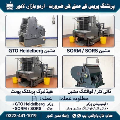 Printing Press Staff Required | Heidelberg, SORM, Lamination, Die Cutt
