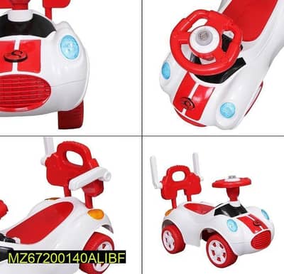 Kids Manual Push Riding Car - Safe Plastic Toy (Red & White)