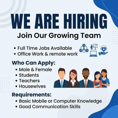 We are hiring males and females for office and online work