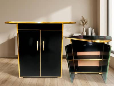 Black & Gold Modern Console Cabinet / Bar Cabinet