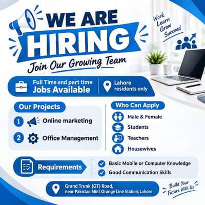 We are hiring male and females for office and online work
