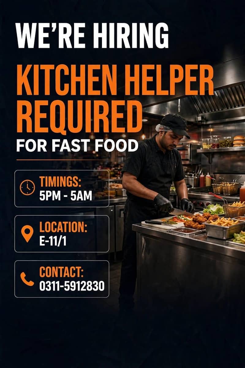 kitchen Helper Required 0
