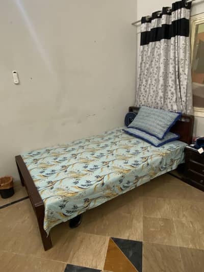Bed With Mattress & One Side Table