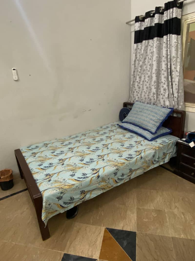 Bed With Mattress & One Side Table 0