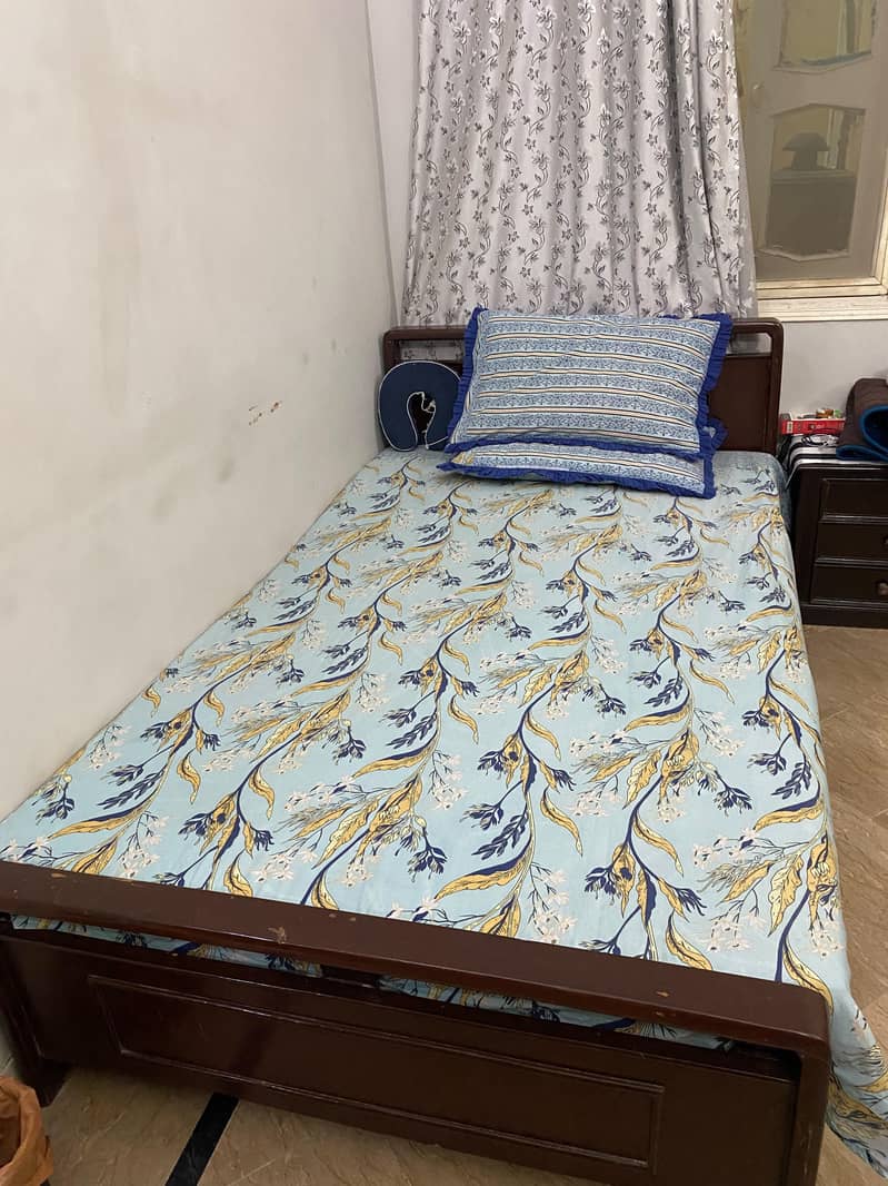 Bed With Mattress & One Side Table 1