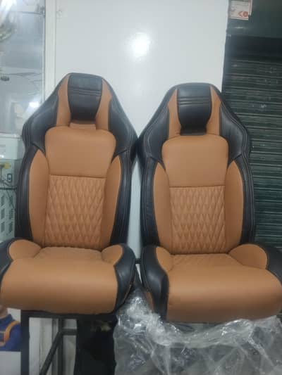 ​Custom Sport Bucket Seats / Universal Luxury Car Seats (Black & Tan)