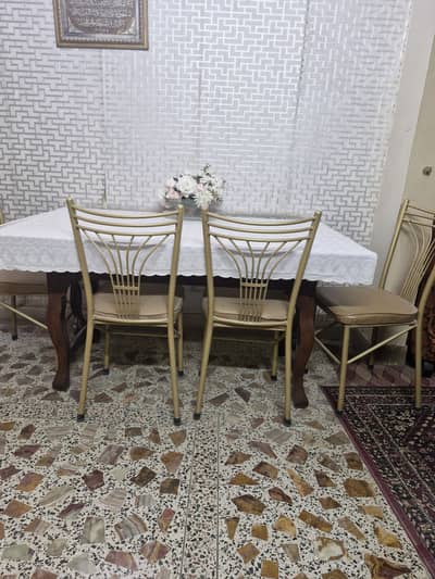 Dining Table wooden upper glass