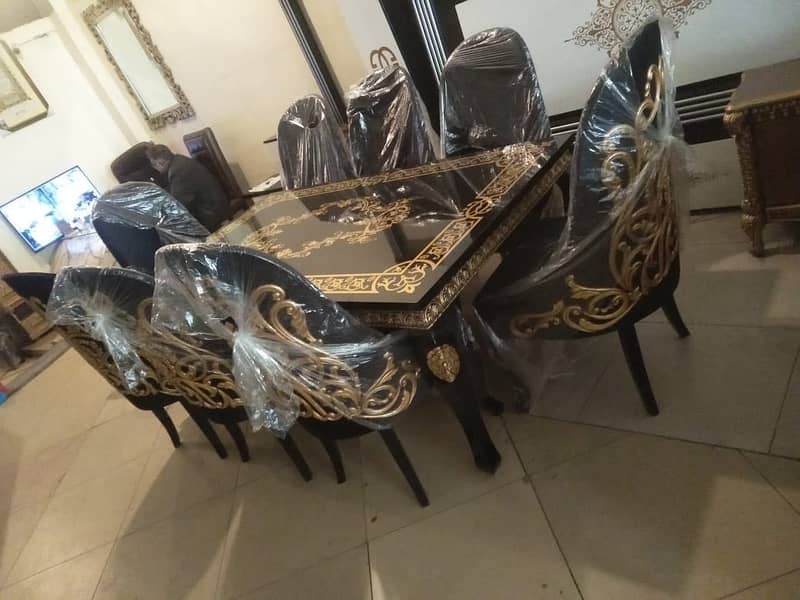 Customized Designer 8-Seater Dining Table with Luxury Velvet Chairs 1