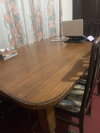 Dining Table with 4 Cushioned Chairs – Fair Condition