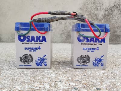 Osaka 12V 3Ah Motorcycle Batteries with Custom Hanging Wooden Carrier