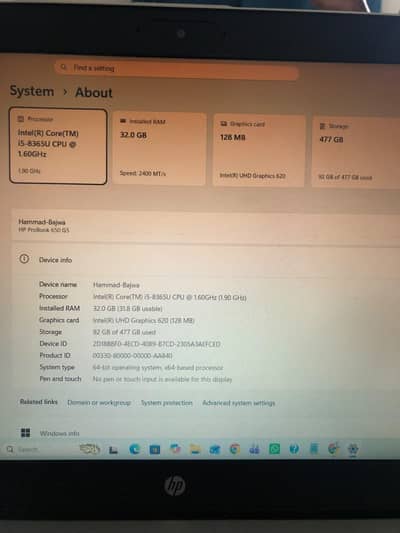 HP ProBook 650 G5 | Core i5 8th Gen | 32GB RAM | 512GB SSD