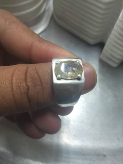 Original White topaz Ring 4.5 carat in 15 gram Chandi