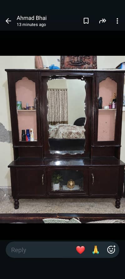Strong wooden used Old dressing table and showcase