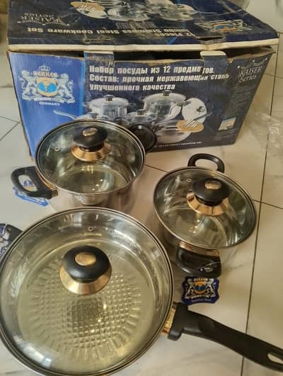 12 Pieces Stainless Steel Cookware Set- Completely new