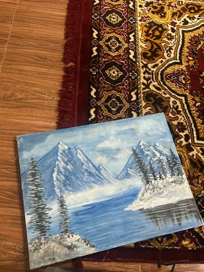 Hand-Painted Winter Landscape Canvas Painting
