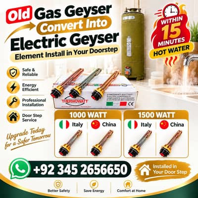 old gas geyser convert into electric geyser