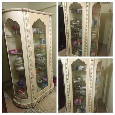 Used Crockery Showcase cabinet for Sale - Glass Display - Karachi.