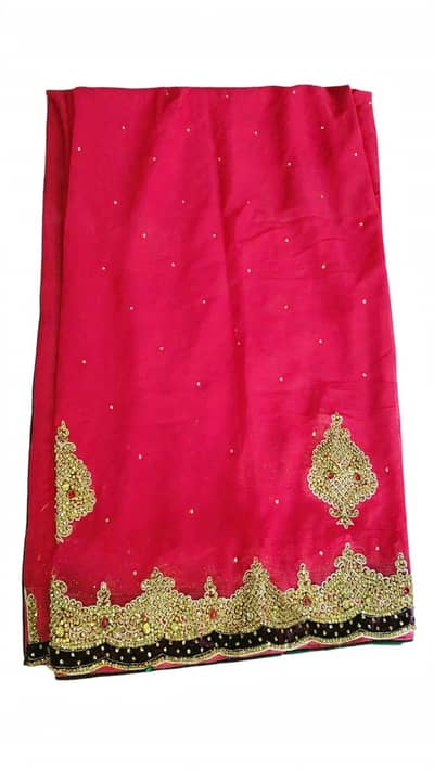 Red Bridal Heavy Golden Work Chiffon 3 Piece - Dulhan Jora - 5000