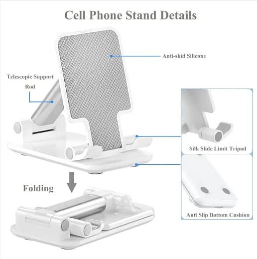 Adjustable Phone & Tablet Stand – Foldable, Height & Angle Adjustable ...