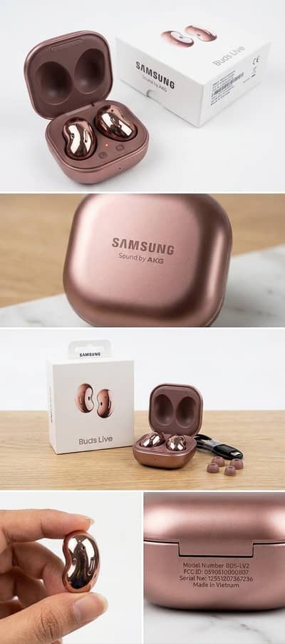 Samsung Galaxy Buds Live (Mystic Bronze) Original Box & Accessories