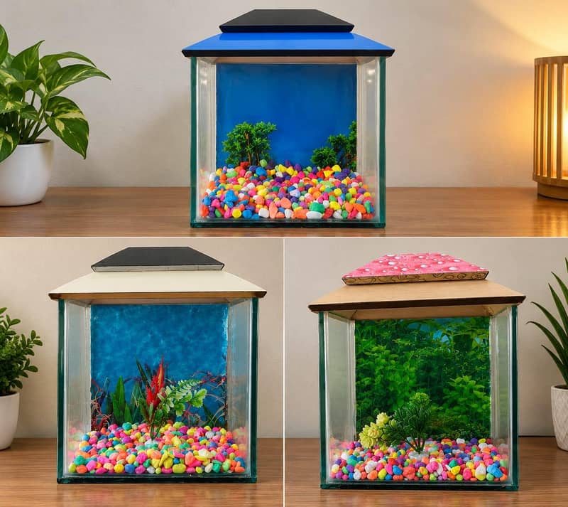 Small Fish Tank With Beautiful Gravel's and Plant - Aquariums - 1121014134