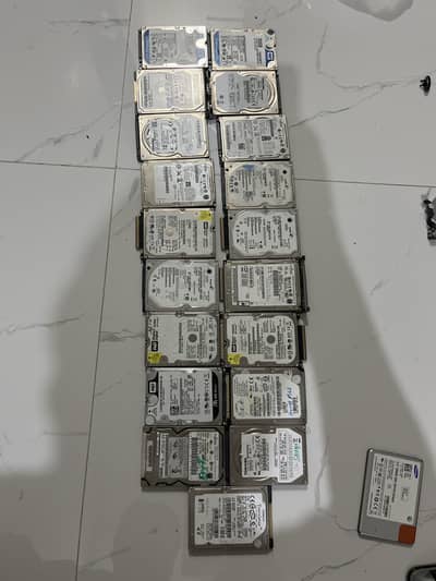 Many different hard drives