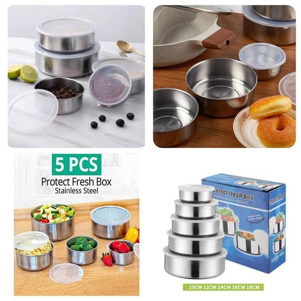 5 Pieces Stainless Steel Mixing Bowl Set with Lids