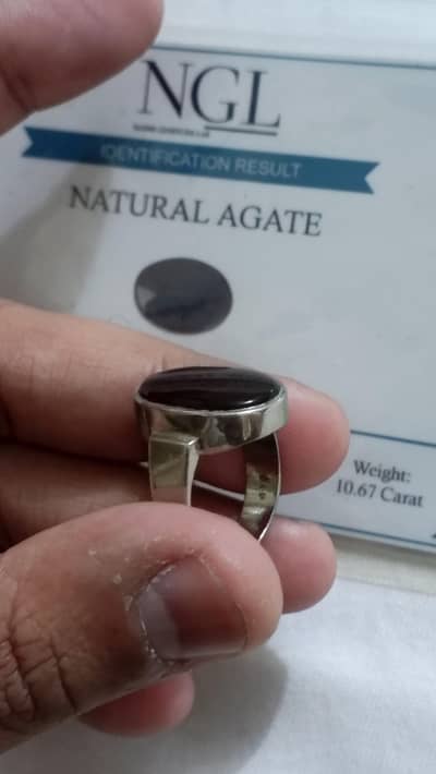 Yemeni Kabdi Aqeeq Silver Ring (Certified)